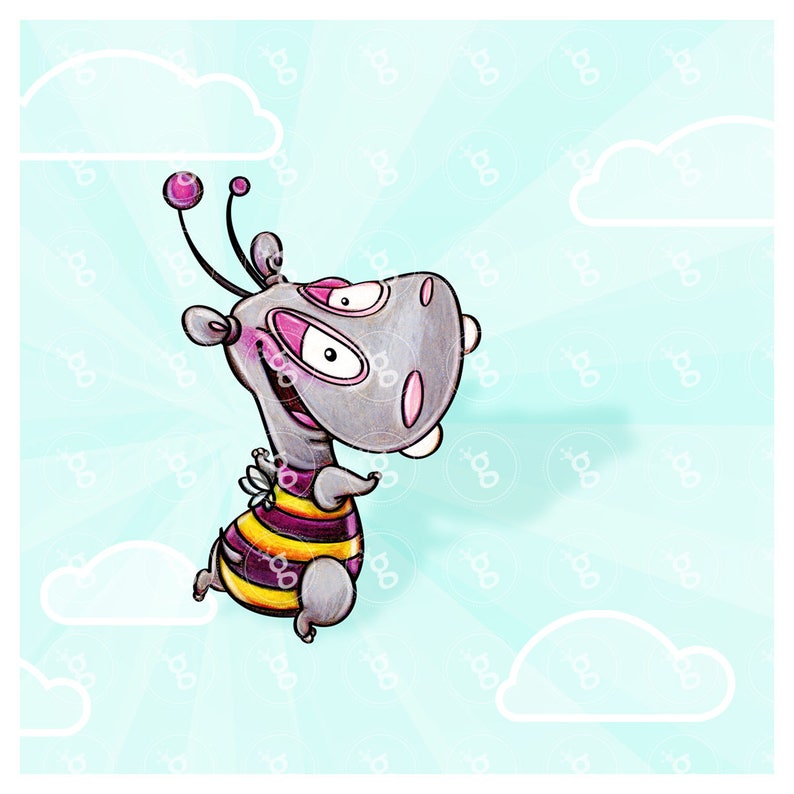 Digi Stamp Hippo Bumblebee V14 image 1