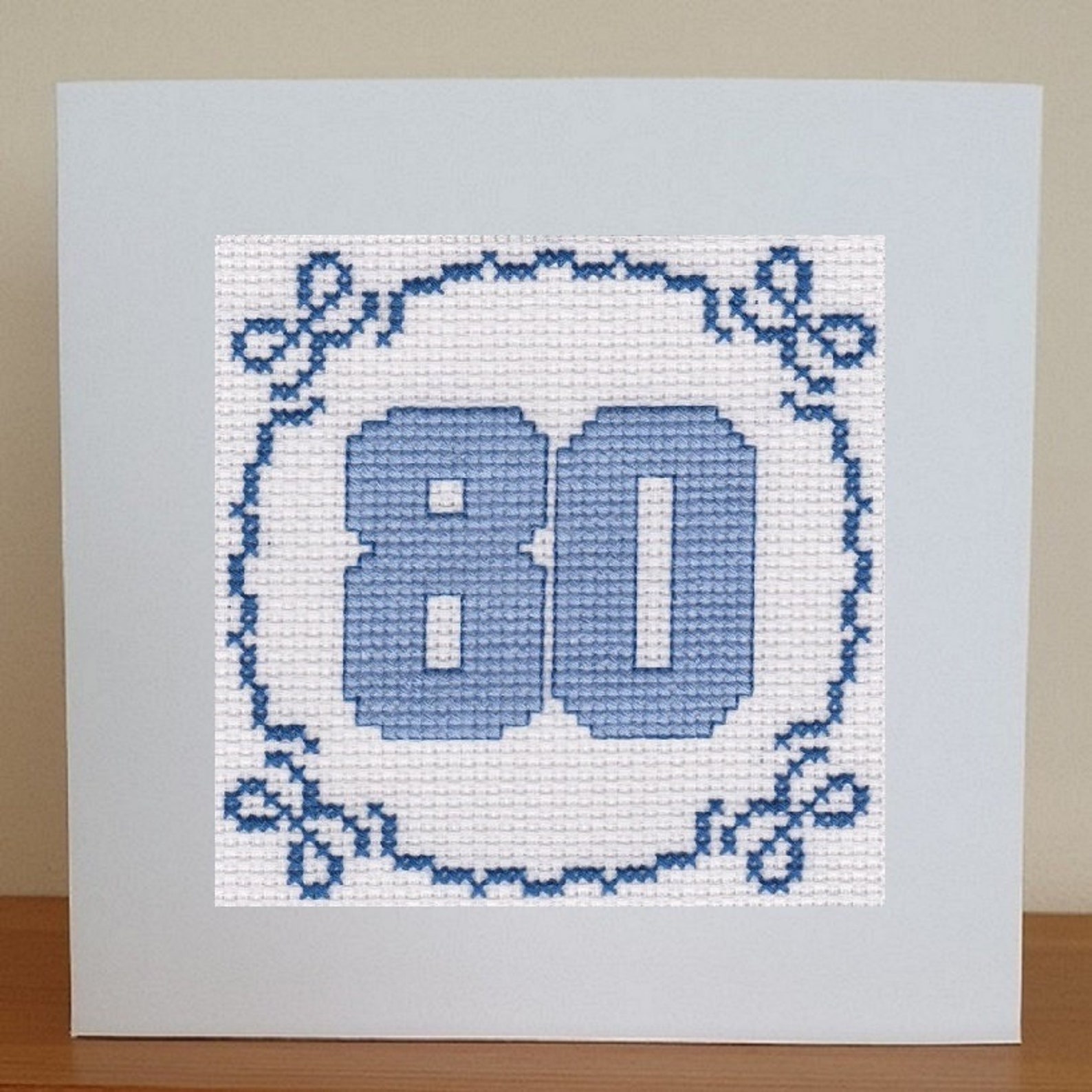 80th Birthday Card Cross Stitch Kit Etsy UK