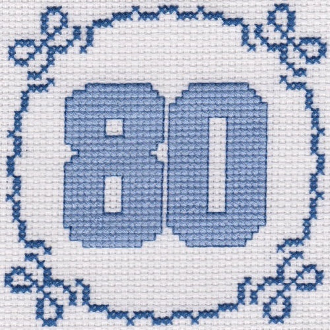 80th Birthday Card Cross Stitch Kit Etsy UK