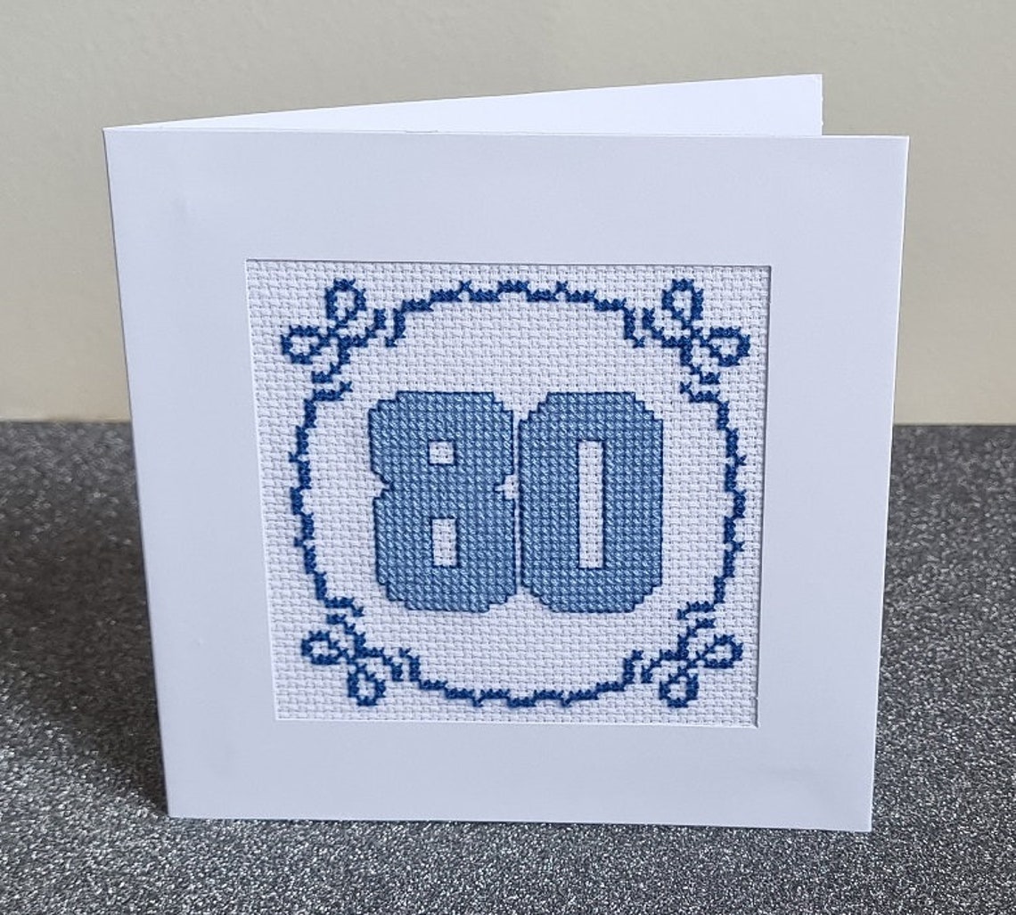 80th Birthday Card Cross Stitch Kit Etsy UK