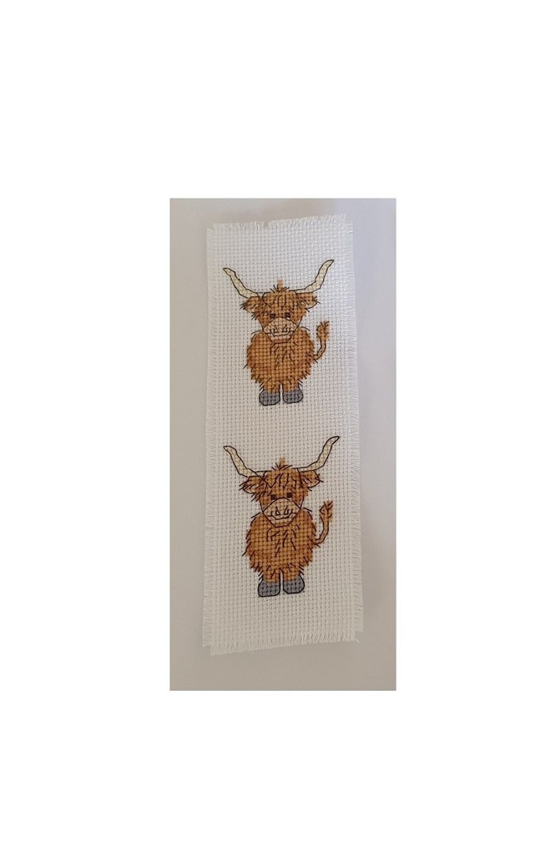 Cross Stitch Bookmark Kit Highland Cow Etsy