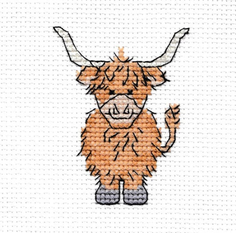 Highland Cow Cross Stitch Card Kit Etsy UK