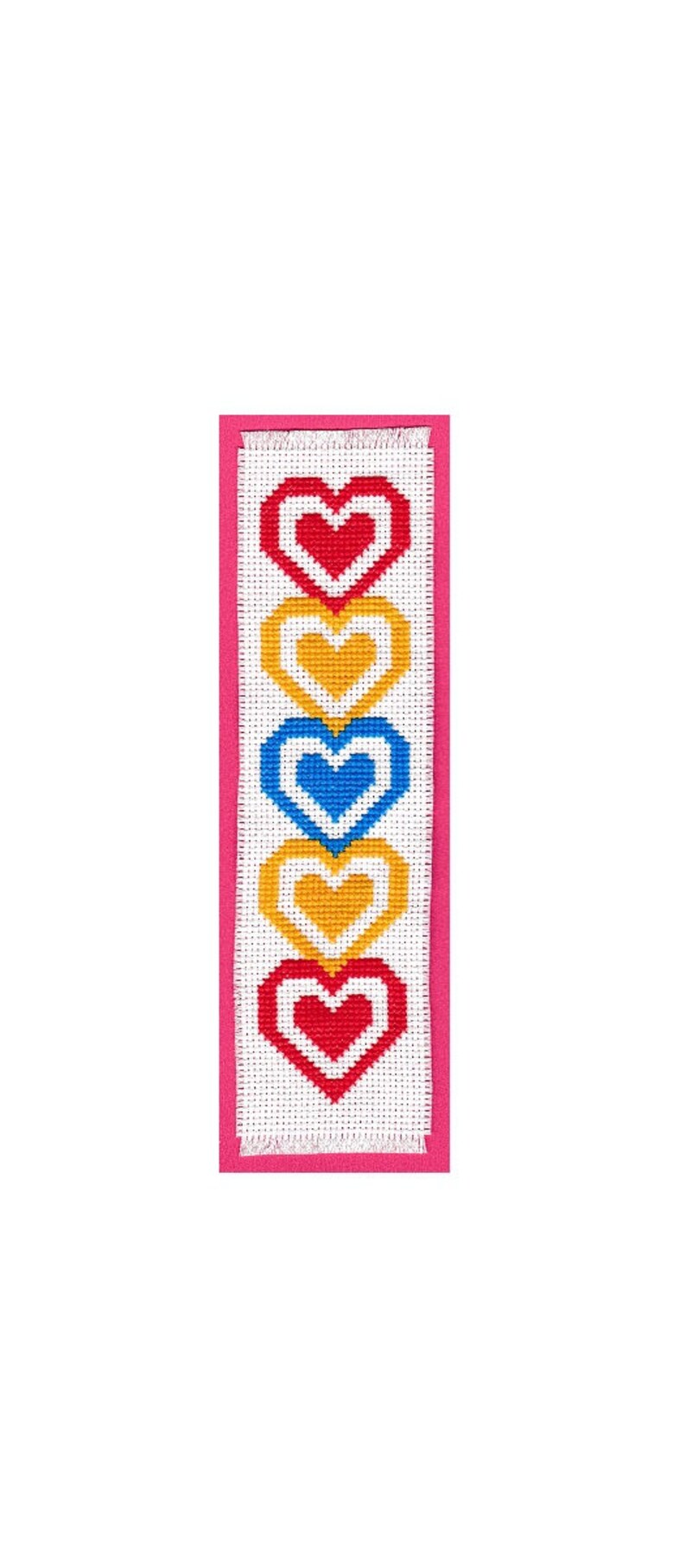 Cross Stitch Bookmark Kit Hearts Etsy UK