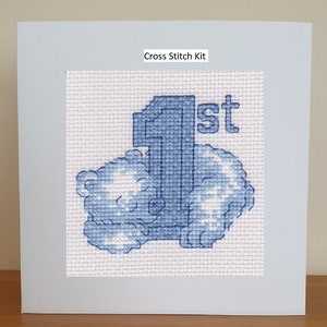First Birthday - Blue - Cross Stitch Card Kit