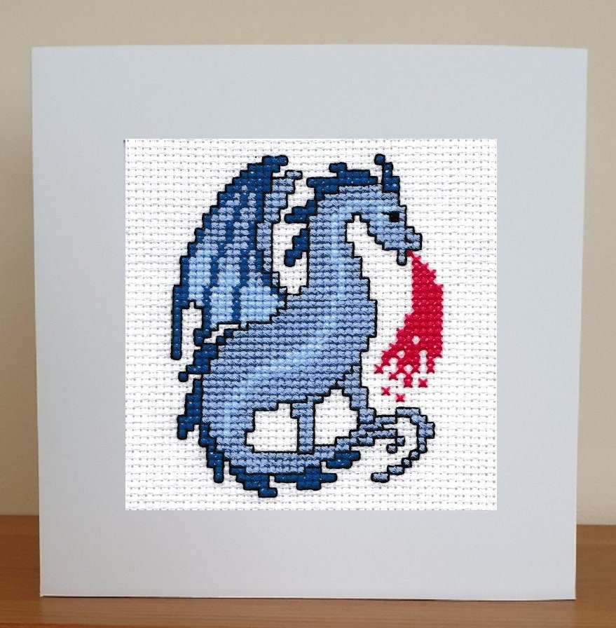 Blue Dragon Cross Stitch Card Kit 4 Designs | Etsy
