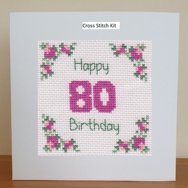 Cross Stitch Card Kit - 80th Birthday