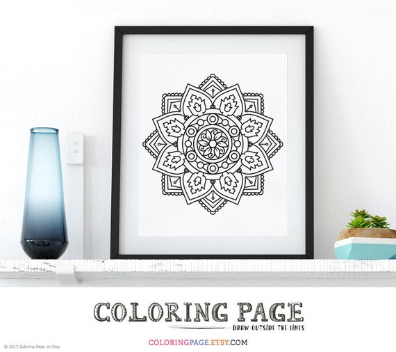 Coloring Page Mandala Floral Adult Coloring Book Antistress Coloring Art Therapy Instant Download Coloring Pages Printable Coloring Wall Art - 