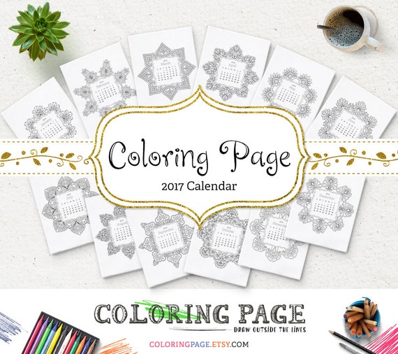 Items similar to Printable Calendar Coloring Pages Calendar 2017
