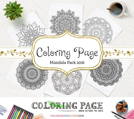 Download Floral Mandala 6 In 1 Instant Download Zen Coloring Page Etsy