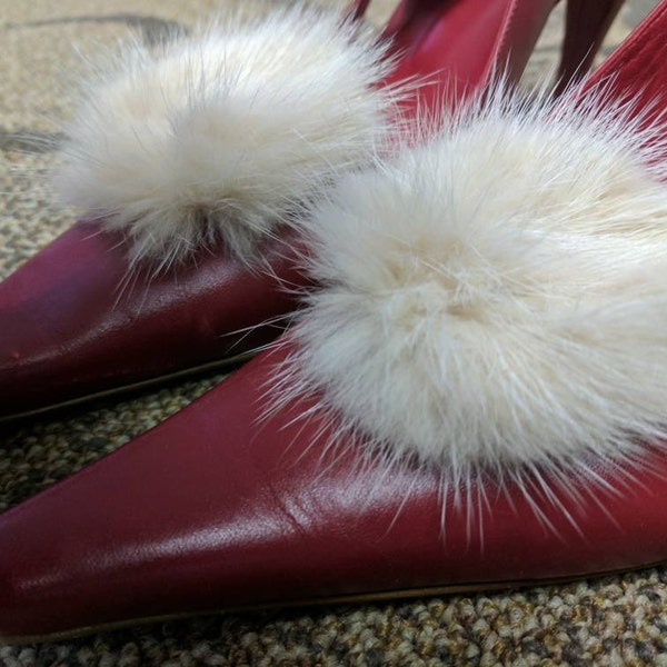 Real Mink Fur Shoe Clips