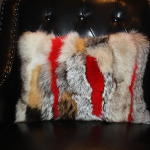 Fancy Unique Multi Colored Handmade Authentic Fox Fur Pillow Etsy 