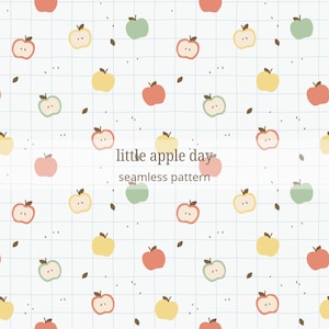 Little Apple Day Seamless Pattern | Pastel Apples, Grid Design (Digital Download)(JPG/EPS)