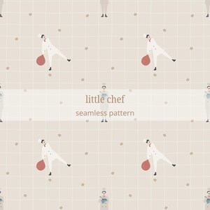 Diseño sin costuras "Pequeño Chef" / Papel digital "Panadería Acogedora" (JPG/EPS)