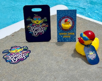 BIRD BATH 2026 Bag Tag, Sticker, Rubber Duck, swim duck charm