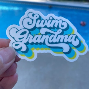 Vinyl swim Sticker, water bottle sticker, swim gift, swim team gift, SWIM GRANDMA, sticker, swim coach , triathlon gift