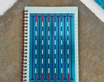 Lane Line Swim Notebook: Swimmer Gift, Red Spiral