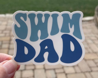 Vinyl swim Sticker, water bottle sticker, swim gift, swim team gift, SWIM DAD FUN swim coach, loud and proud, triathlon gift, scrapbook