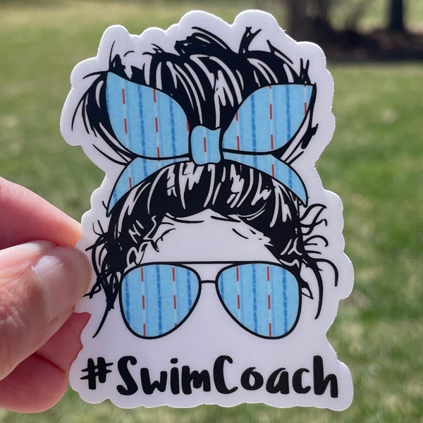 Vinyl swim Sticker, water bottle sticker, swim gift, swim team gift, SWIM coach #swimcoach triathlon gift, swim mom, swimmer, swim dad