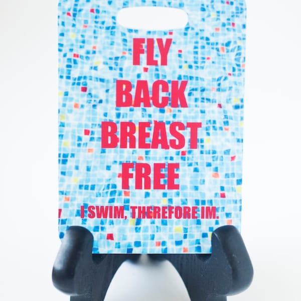 Fly Back Breast Free Swim Bag Tag, Sport Bag Tag, Swim Team Bag Tag, Swim Party favor