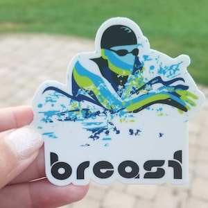 Vinyl swim Sticker, water bottle sticker, swim gift, swim team gift, BREASTSTROKE, swim coach, swim mom, triathlon gift, water polo gift