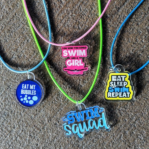 SWIM NECKLACE, swim charm, Swim Team gift, Swim gift, Triathlon gift, Synchronized Swim gift, swim mom, FlipTurnTags