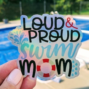 Vinyl swim Sticker, water bottle sticker, swim gift, swim team gift, SWIM MOM, swim coach, loud and proud, triathlon gift, swim life