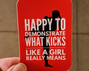 Vinyl swim Sticker, water bottle sticker, karate gift, taekwondo gift, kick like a girl, karate sticker