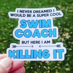 Vinyl swim Sticker, water bottle sticker, swim gift, swim team gift, SWIM COACH, swim mom, triathlon gift, swim coach gift, bumper sticker