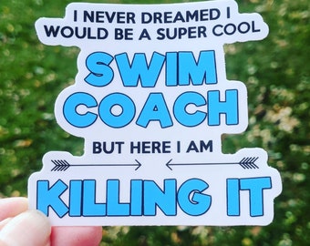 Vinyl swim Sticker, water bottle sticker, swim gift, swim team gift, SWIM COACH, swim mom, triathlon gift, swim coach gift, bumper sticker