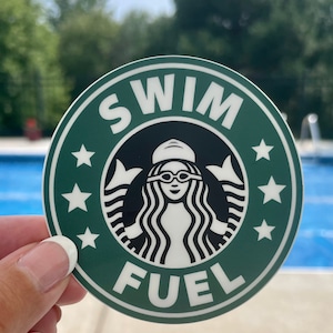 Vinyl swim Sticker, water bottle sticker, swim gift, swim team gift, SWIM FUEL, coffee, triathlon gift, swim mom, swimmer coffee