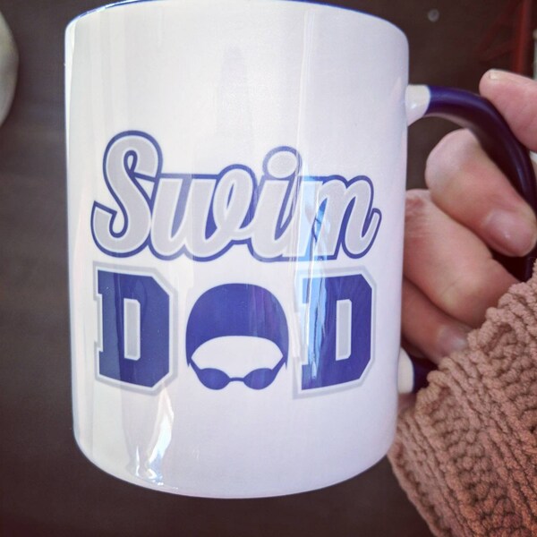 SWIM DAD, swim coach gift, swimmer swim gift. triathlon triathlete gift coffee mug swim christmas gift