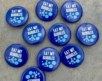 10 swim BUTTONS, Eat My Bubbles, swim gift, swim team gift, swim mom, triathlon gift, swim strokes