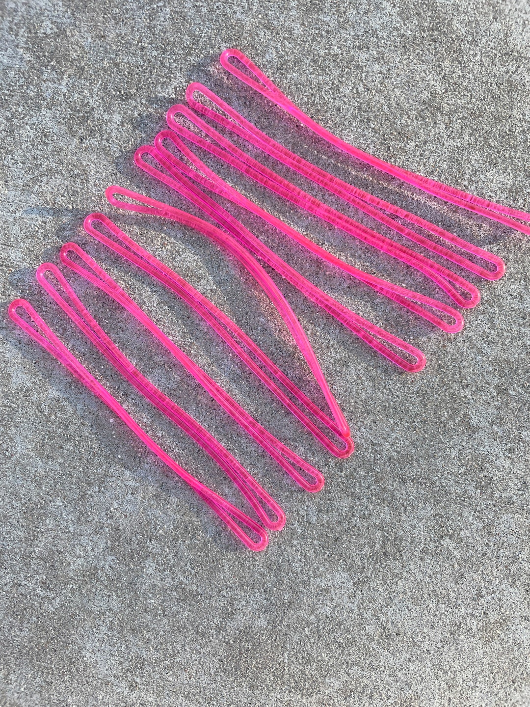 Clear Pink Luggage Loop Tag Strap, Rubber Connector for Luggage Tags