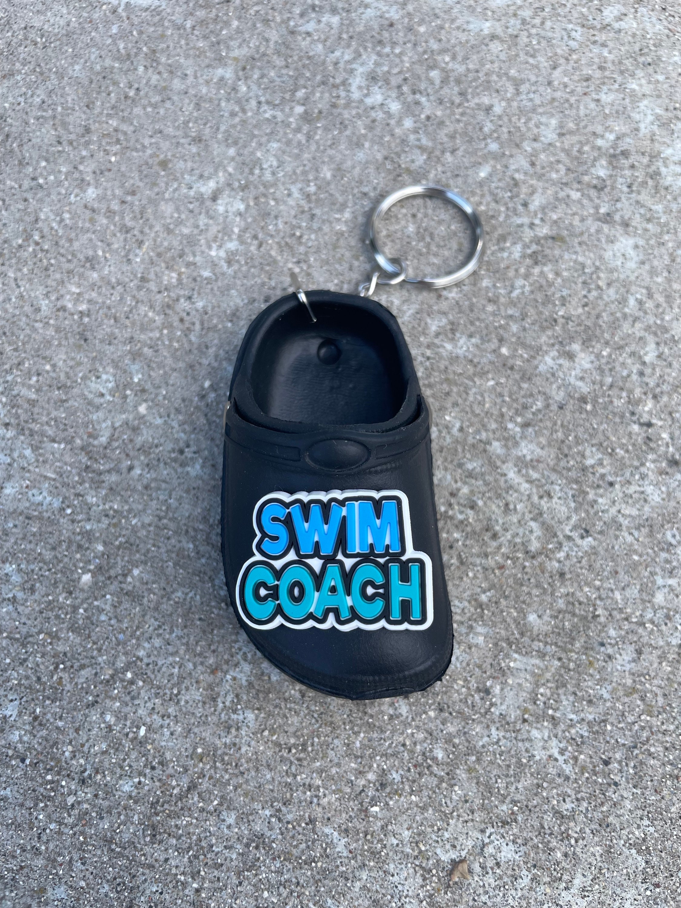 Clog Swim Keychain with Charm for Croc Attached, Swim Coach Keychain, Swim Keychain, Swim Coach Gift, Swim Party Idea, Swimmer, Swim Gift