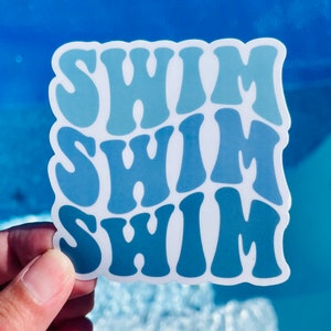 Vinyl swim Sticker, water bottle sticker, swim gift, swim team gift, SWIM swim SWIM, swim mom, triathlon gift, water polo gift, scrapbook