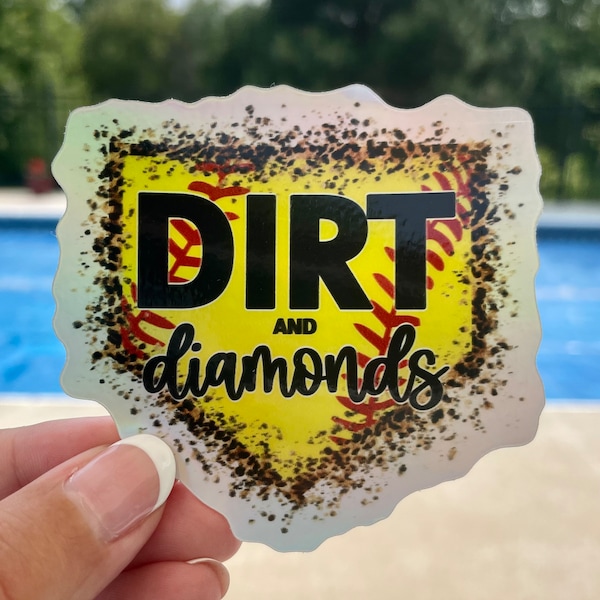 Softball Sticker, water bottle sticker, softball gift, softball coach, softball girl,  sticker, softball DIRT and DIAMONDS