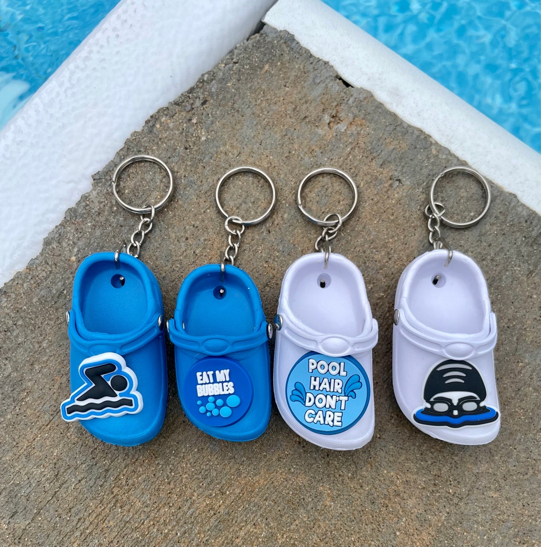 Clog Swim Keychain With Charm for Crocs Attached, Swim Coach Keychain