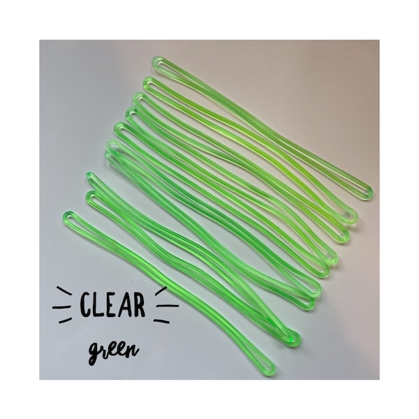 Clear GREEN Luggage Loop Tag Strap, Rubber Connector for Luggage Tags, Bag Tag Loop, Rubber Lanyard,