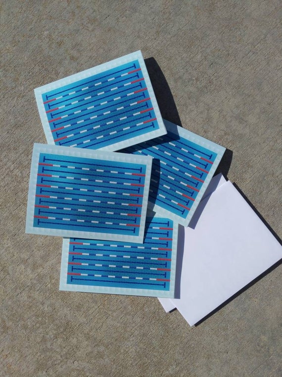 Swim Lane Line Note Cards, Swimmer Gift Set (4 count)