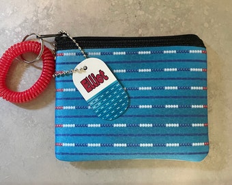 Swim coin purse, id holder, keychain swim gift, swimmer gift, LANE LINE swim team gift, swim coach gift, swim stocking stuffer