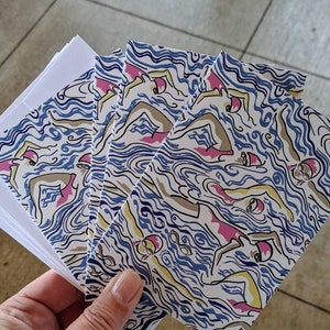 Swim notecards with envelopes, swimmer note cards, swim gift, swimmer gift, swim team gift, swim coach gift, swim stocking stuffer