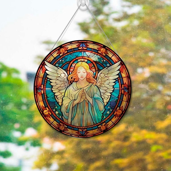 Faux Stained Glass Angel Acrylic Suncatcher