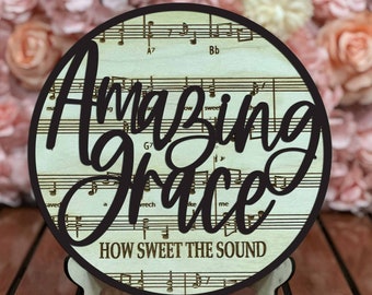 Laser Cut Amazing Grace Wood Sign