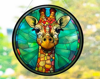 Faux Stained Glass Giraffe Acrylic Suncatcher