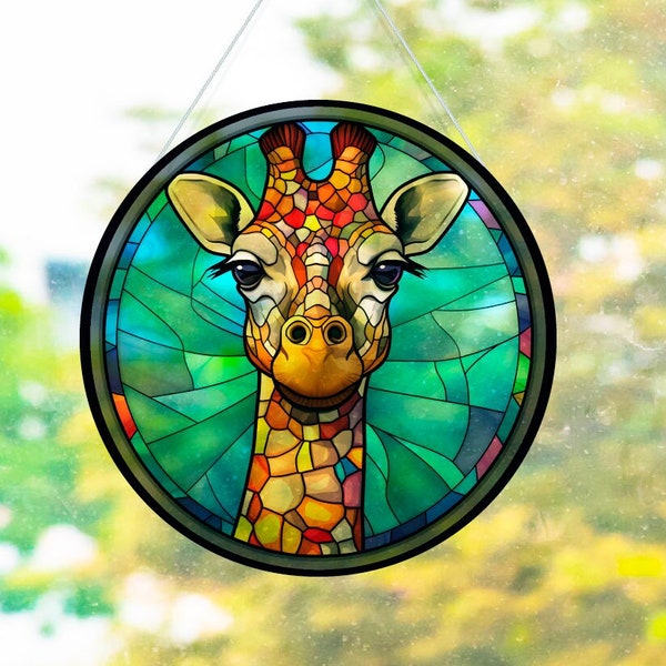 Faux Stained Glass Giraffe Acrylic Suncatcher