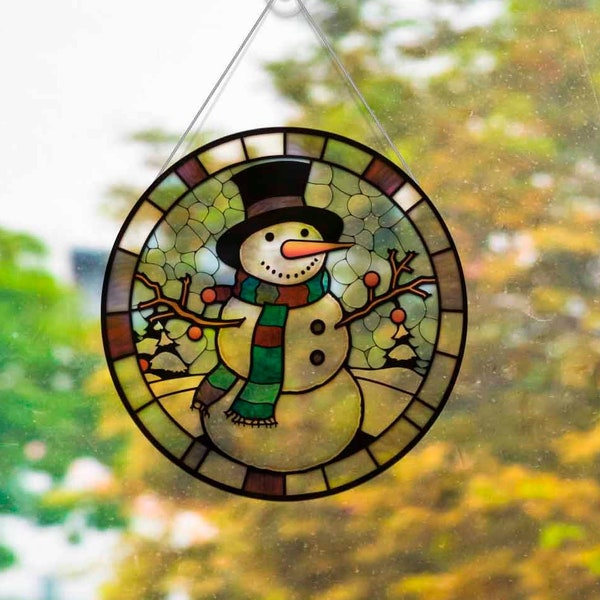 Stain Glass Snowman - Etsy