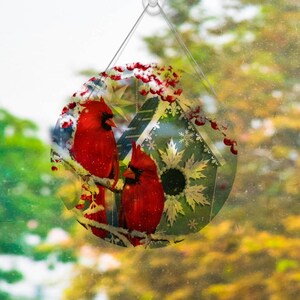 Winter Cardinals Acryl Suncatcher