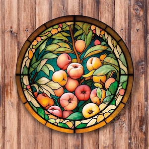 Faux Stained Glass Peaches Wreath Sign