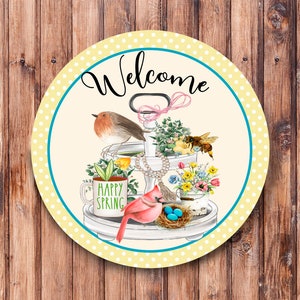 Welcome Tiered Tray Wreath Sign