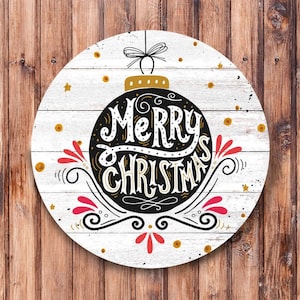 Retro Merry Christmas Wreath Sign